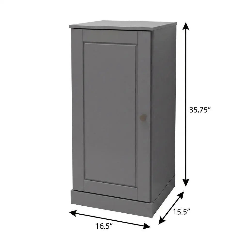 17" Gray Solid Wood Free Standing Single Door Linen Cabinet Homeroots Organization