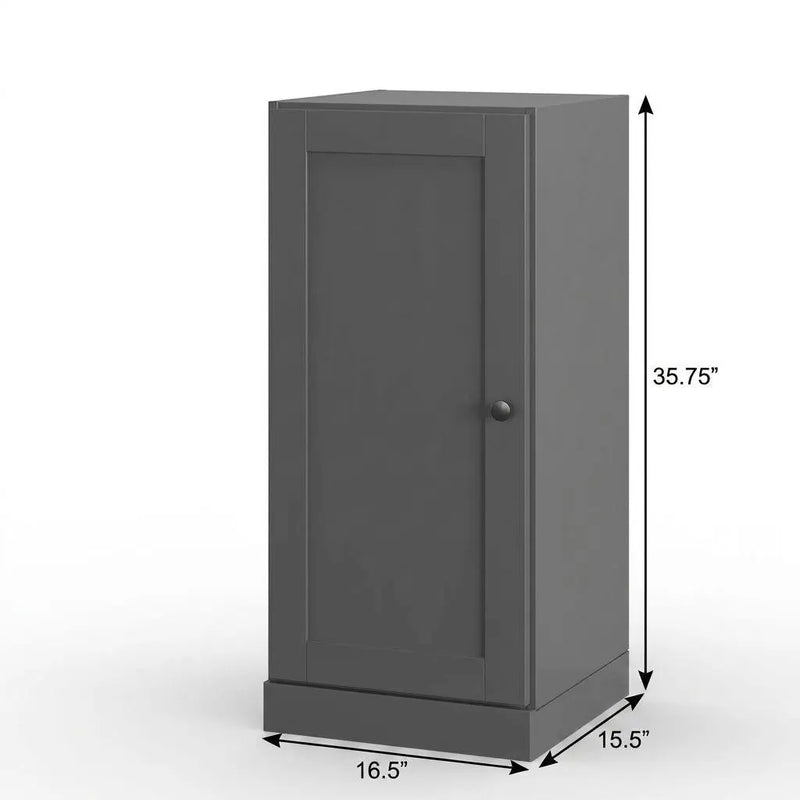17" Gray Solid Wood Free Standing Single Door Linen Cabinet Homeroots Organization