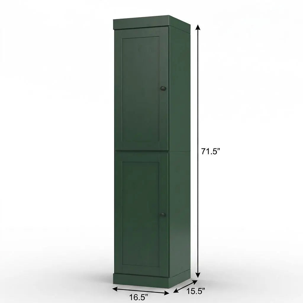 17" Green Solid Wood Free Standing Double Door Linen Cabinet Homeroots Organization