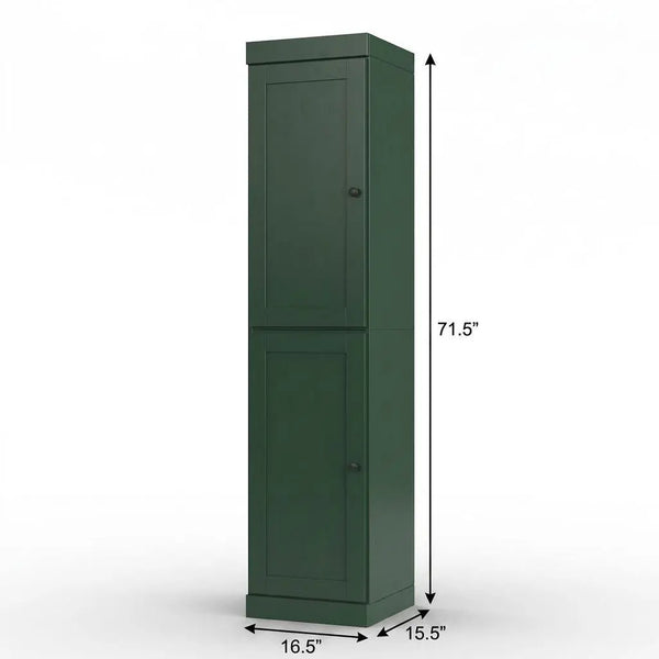 17" Green Solid Wood Free Standing Double Door Linen Cabinet Homeroots Organization