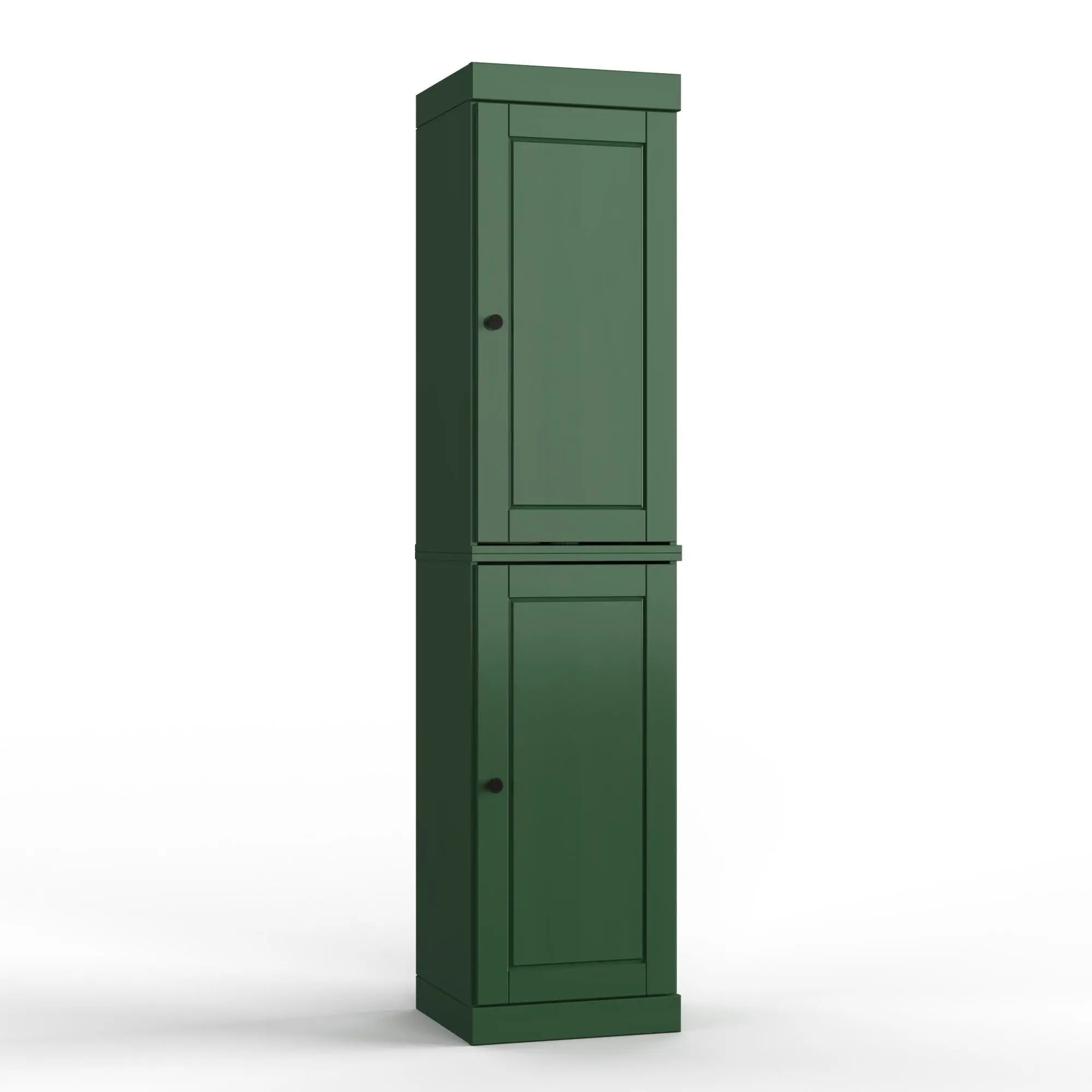 17" Green Solid Wood Free Standing Double Door Linen Cabinet Homeroots Organization