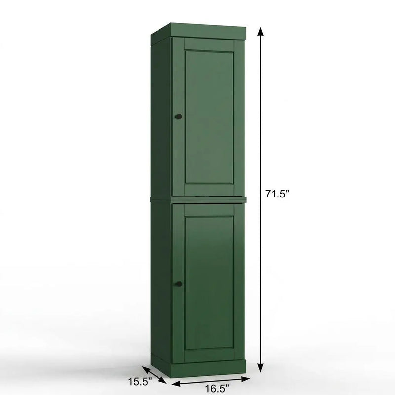 17" Green Solid Wood Free Standing Double Door Linen Cabinet Homeroots Organization
