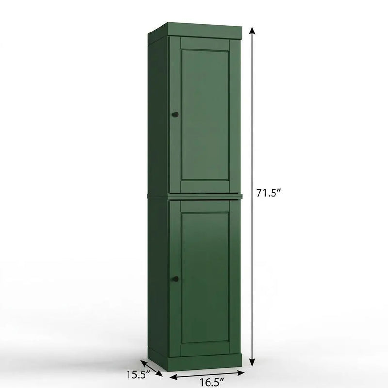 17" Green Solid Wood Free Standing Double Door Linen Cabinet Homeroots Organization