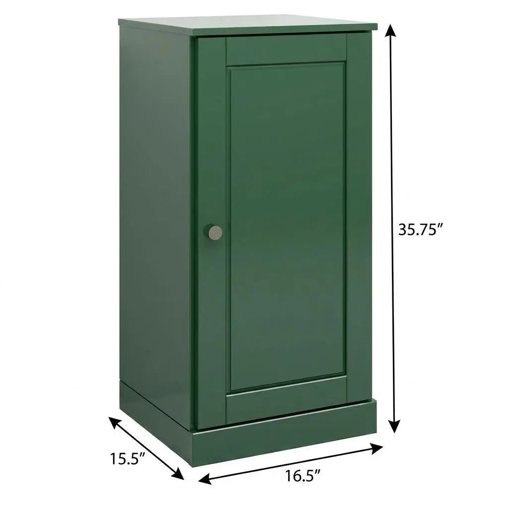 17" Green Solid Wood Free Standing Single Door Linen Cabinet Homeroots Organization