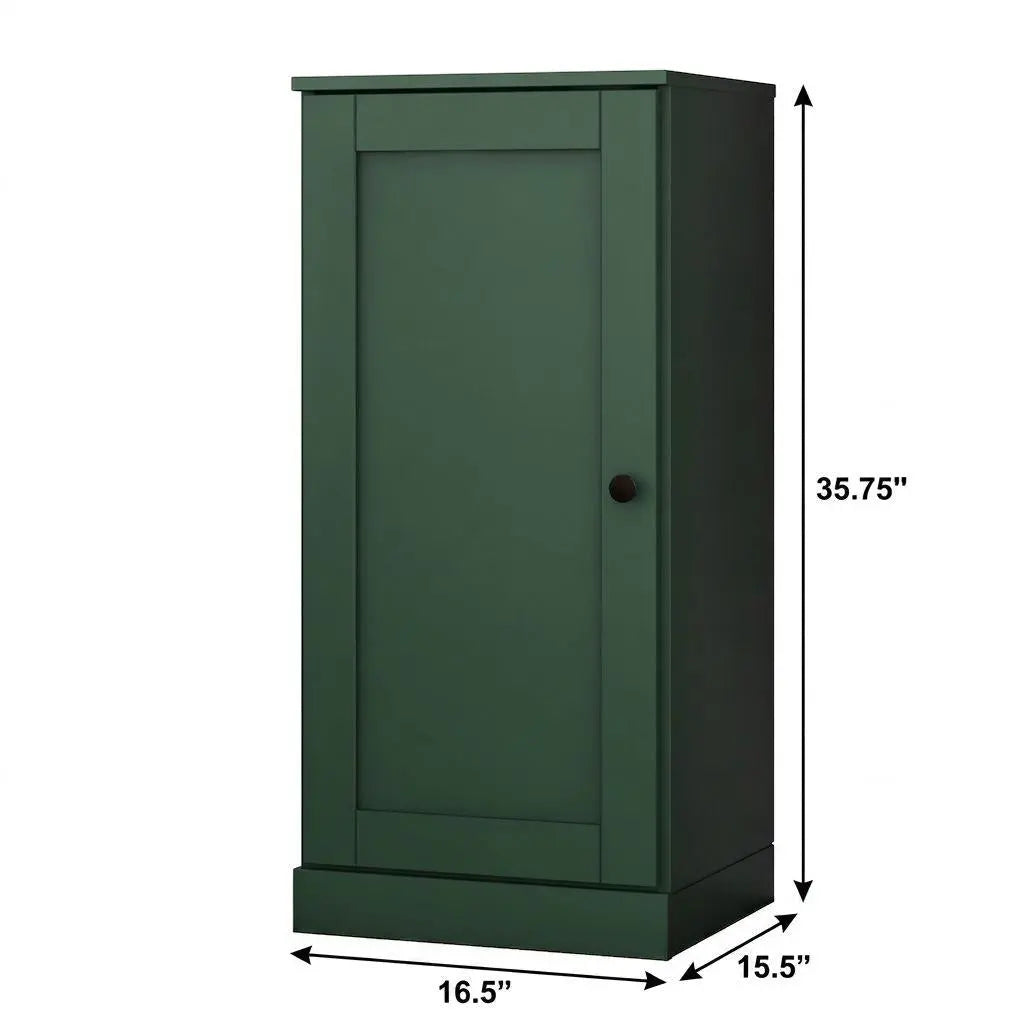 17" Green Solid Wood Free Standing Single Door Linen Cabinet Homeroots Organization
