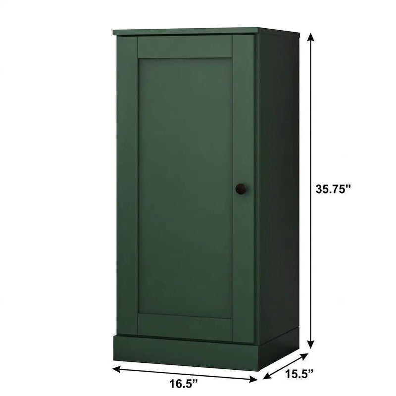 17" Green Solid Wood Free Standing Single Door Linen Cabinet Homeroots Organization