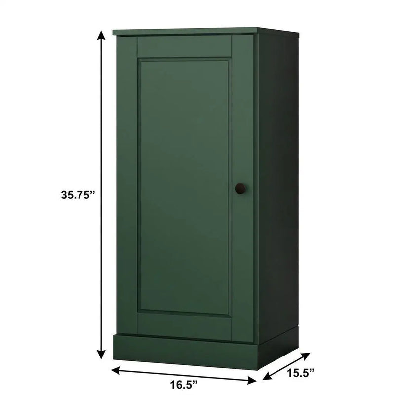 17" Green Solid Wood Free Standing Single Door Linen Cabinet Homeroots Organization