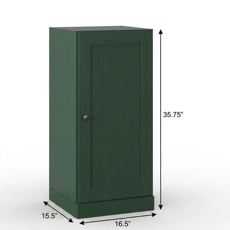 17" Green Solid Wood Free Standing Single Door Linen Cabinet Homeroots Organization