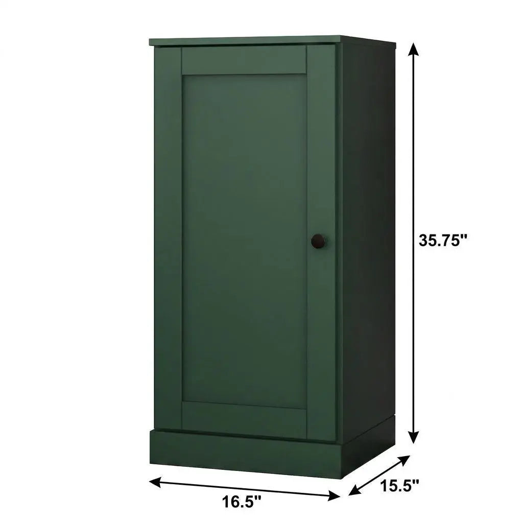 17" Green Solid Wood Free Standing Single Door Linen Cabinet Homeroots Organization