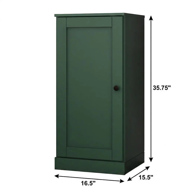 17" Green Solid Wood Free Standing Single Door Linen Cabinet Homeroots Organization