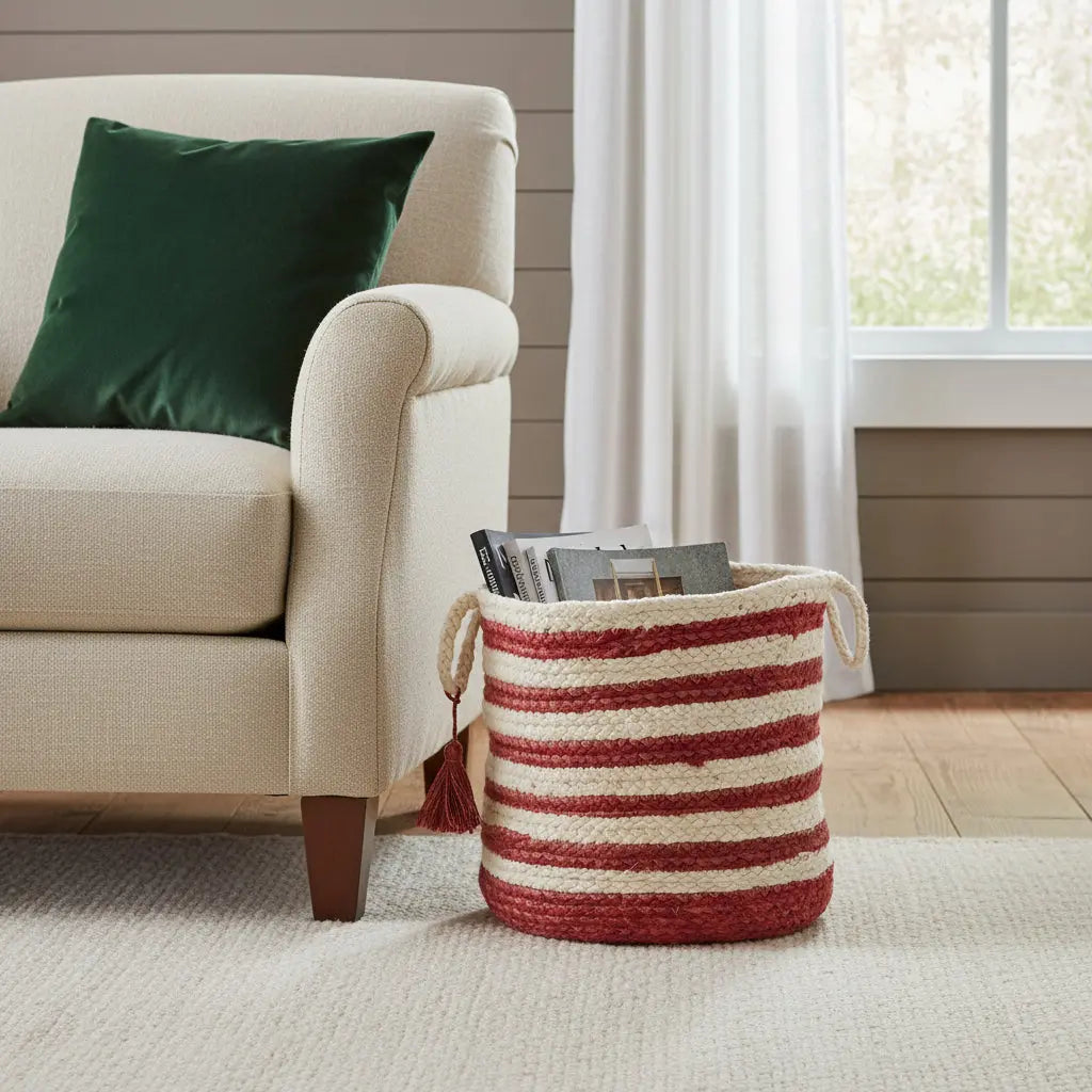 17" Ivory Nesting Jute Basket Homeroots Office