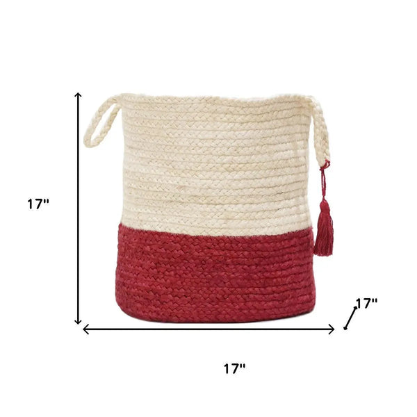 17" Ivory Nesting Jute Basket Homeroots Office