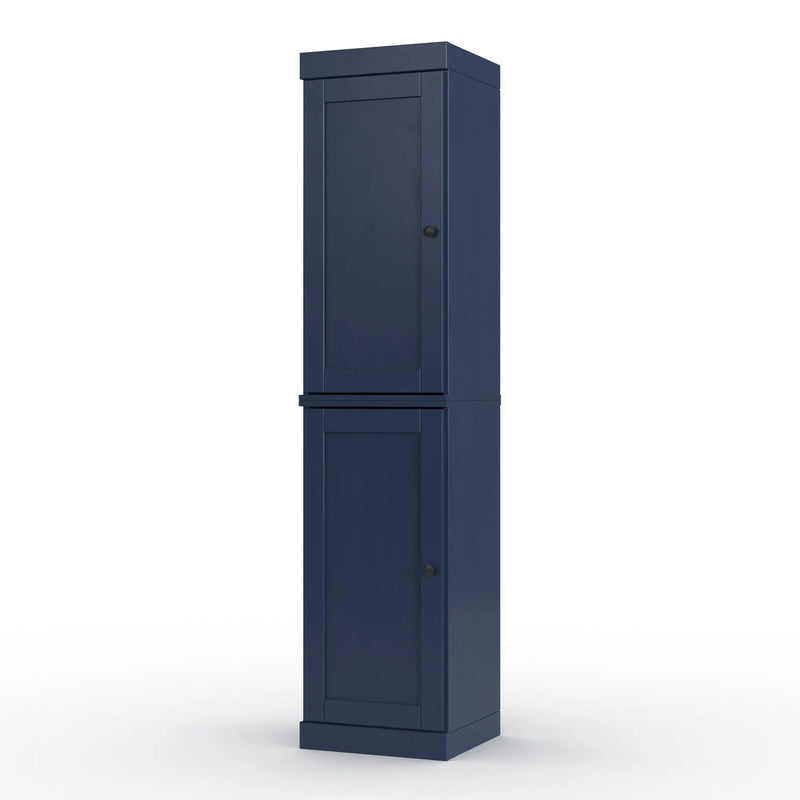 17" Navy Blue Solid Wood Free Standing Double Door Linen Cabinet Homeroots Organization