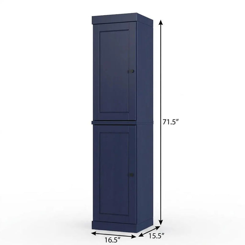 17" Navy Blue Solid Wood Free Standing Double Door Linen Cabinet Homeroots Organization