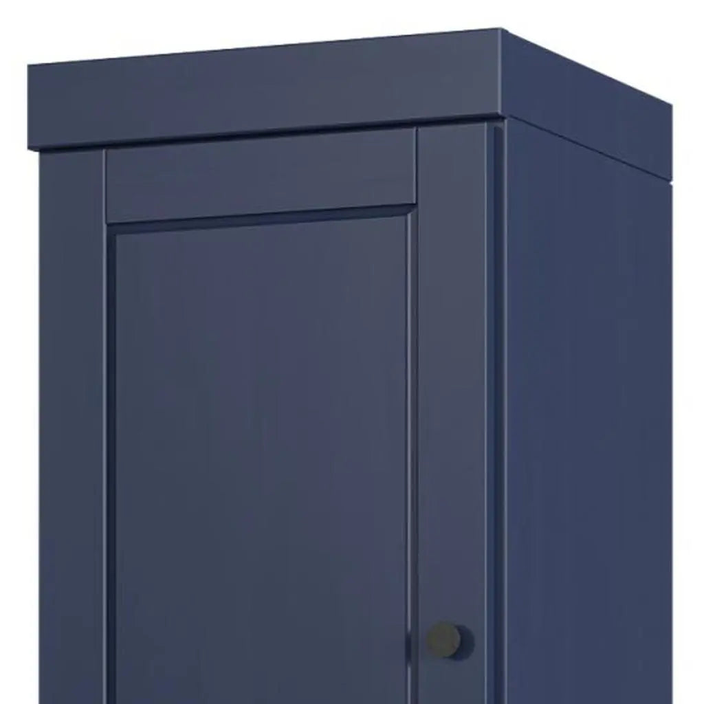 17" Navy Blue Solid Wood Free Standing Double Door Linen Cabinet Homeroots Organization