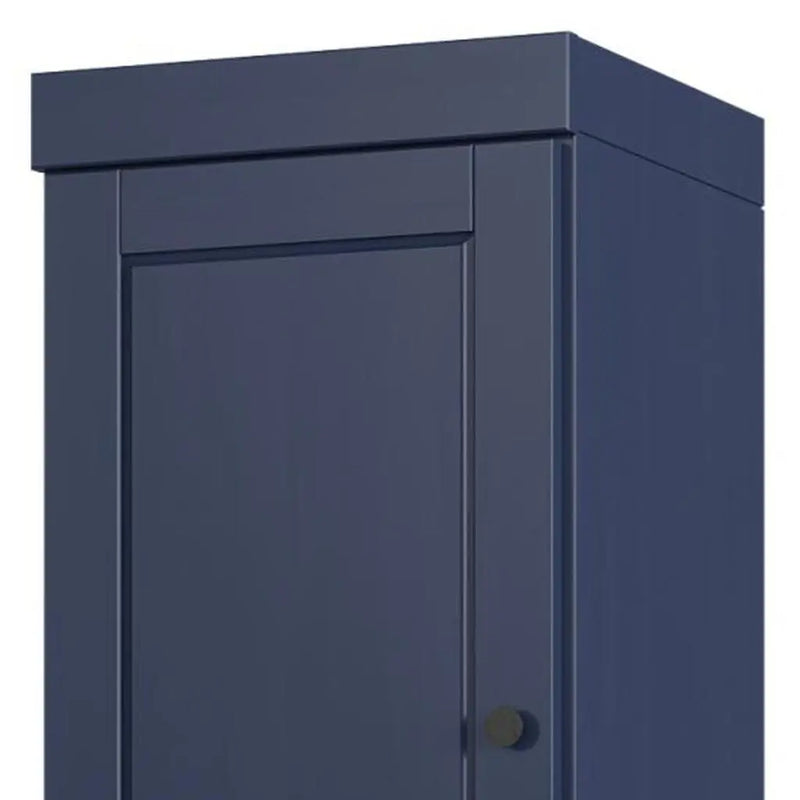 17" Navy Blue Solid Wood Free Standing Double Door Linen Cabinet Homeroots Organization
