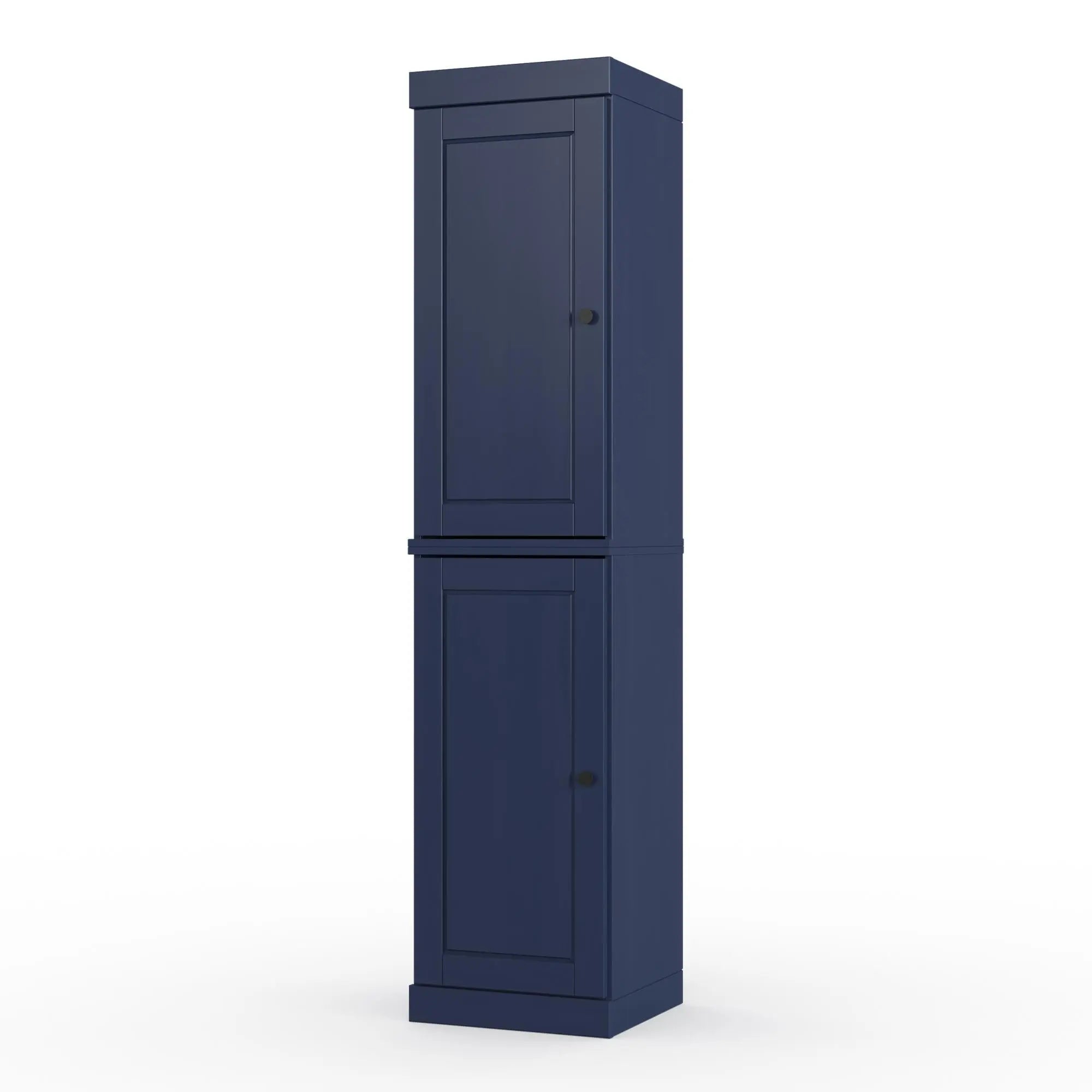 17" Navy Blue Solid Wood Free Standing Double Door Linen Cabinet Homeroots Organization
