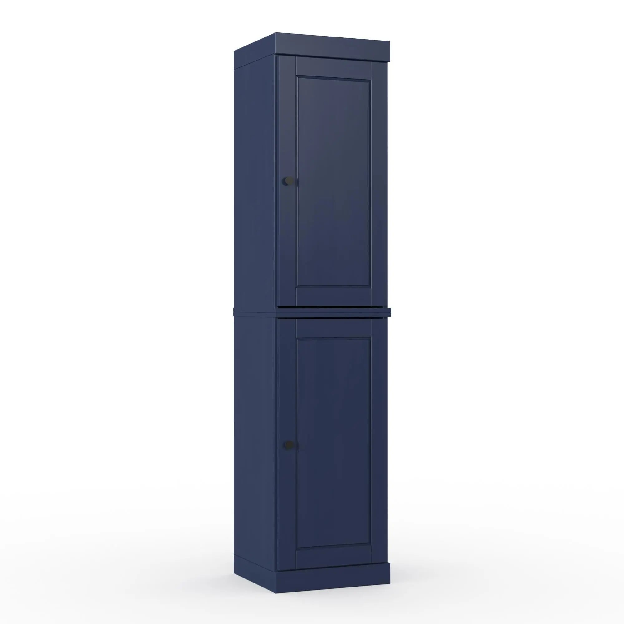 17" Navy Blue Solid Wood Free Standing Double Door Linen Cabinet Homeroots Organization