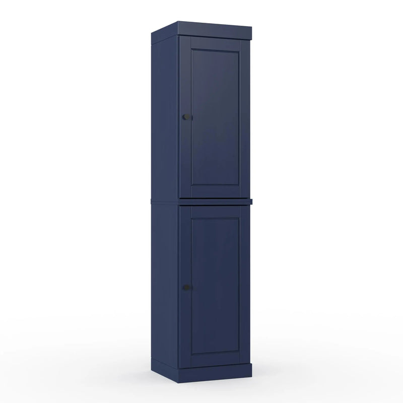 17" Navy Blue Solid Wood Free Standing Double Door Linen Cabinet Homeroots Organization