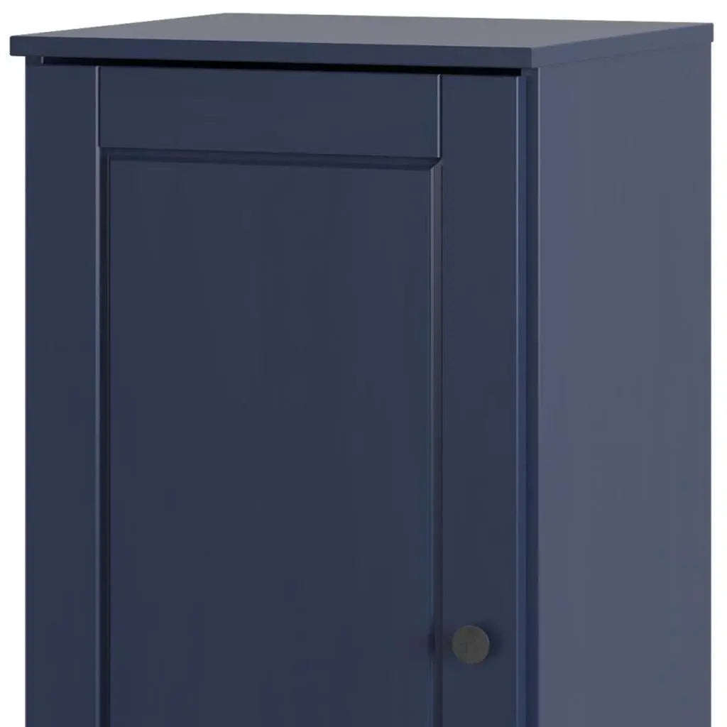 17" Navy Blue Solid Wood Free Standing Single Door Linen Cabinet Homeroots Organization
