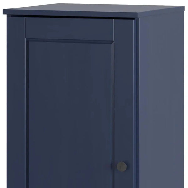 17" Navy Blue Solid Wood Free Standing Single Door Linen Cabinet Homeroots Organization