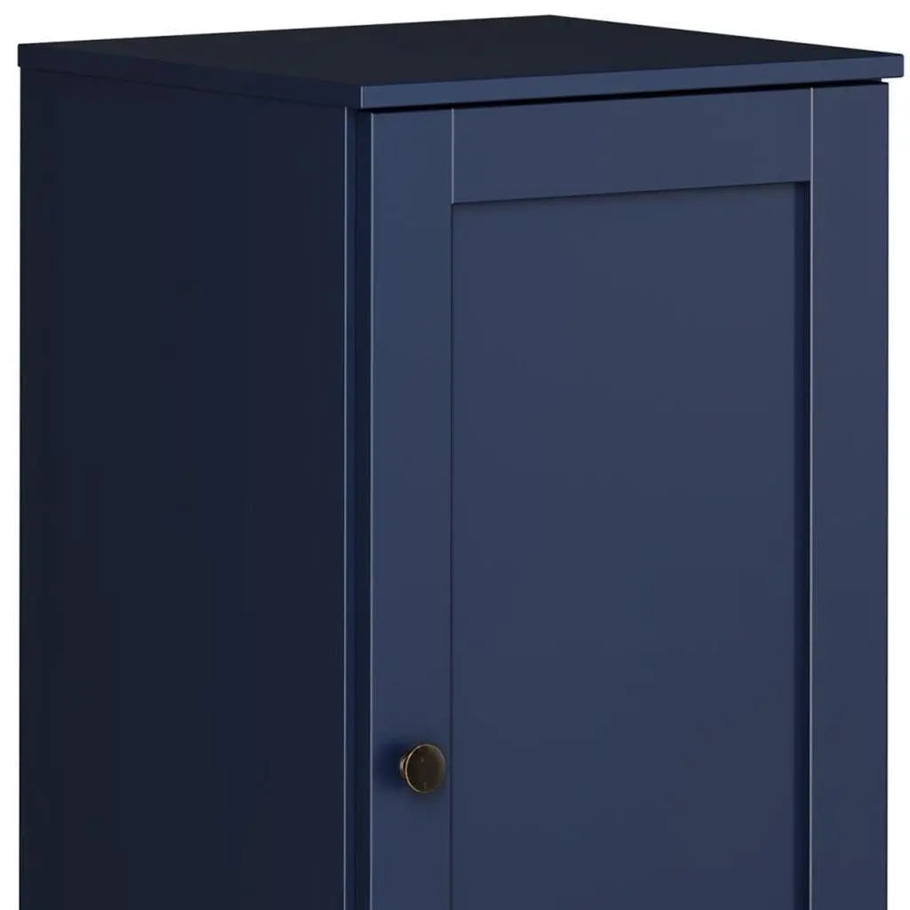17" Navy Blue Solid Wood Free Standing Single Door Linen Cabinet Homeroots Organization