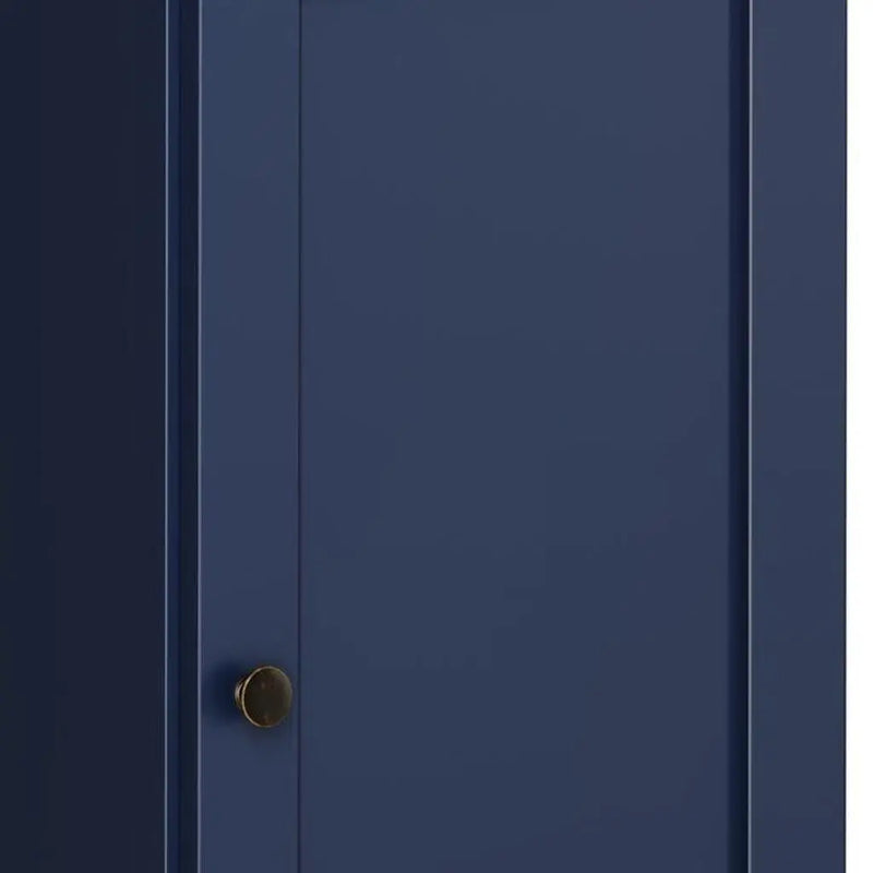 17" Navy Blue Solid Wood Free Standing Single Door Linen Cabinet Homeroots Organization