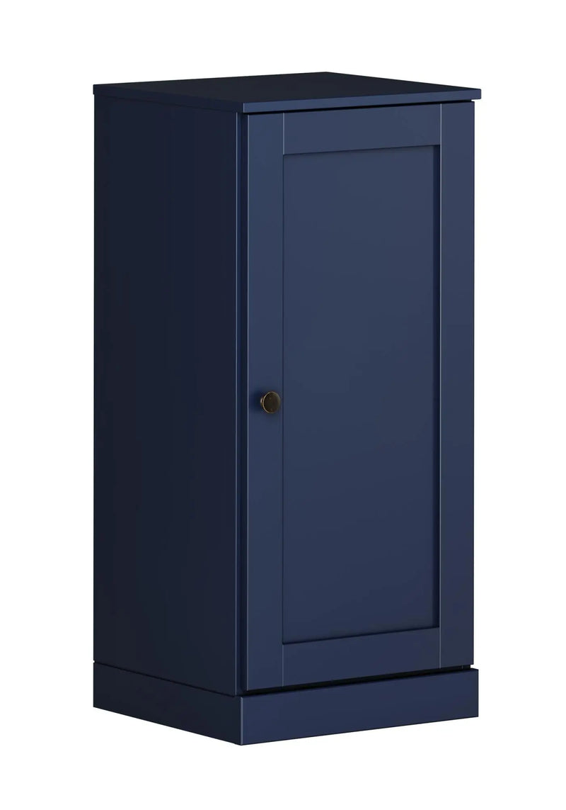 17" Navy Blue Solid Wood Free Standing Single Door Linen Cabinet Homeroots Organization