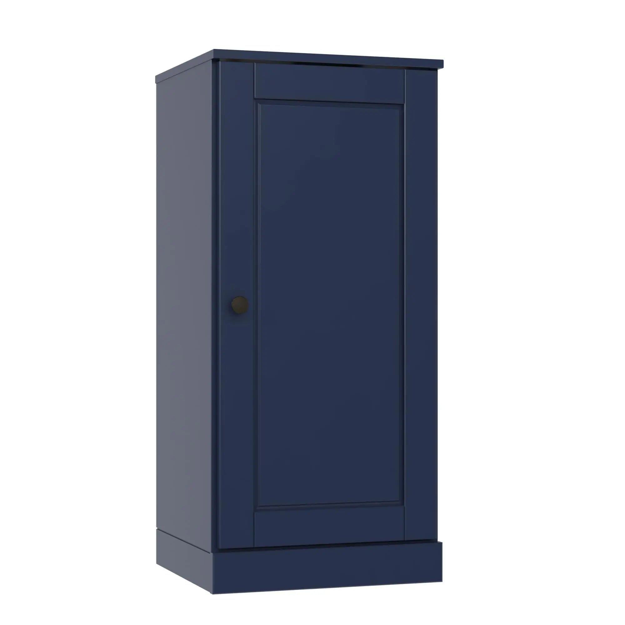 17" Navy Blue Solid Wood Free Standing Single Door Linen Cabinet Homeroots Organization