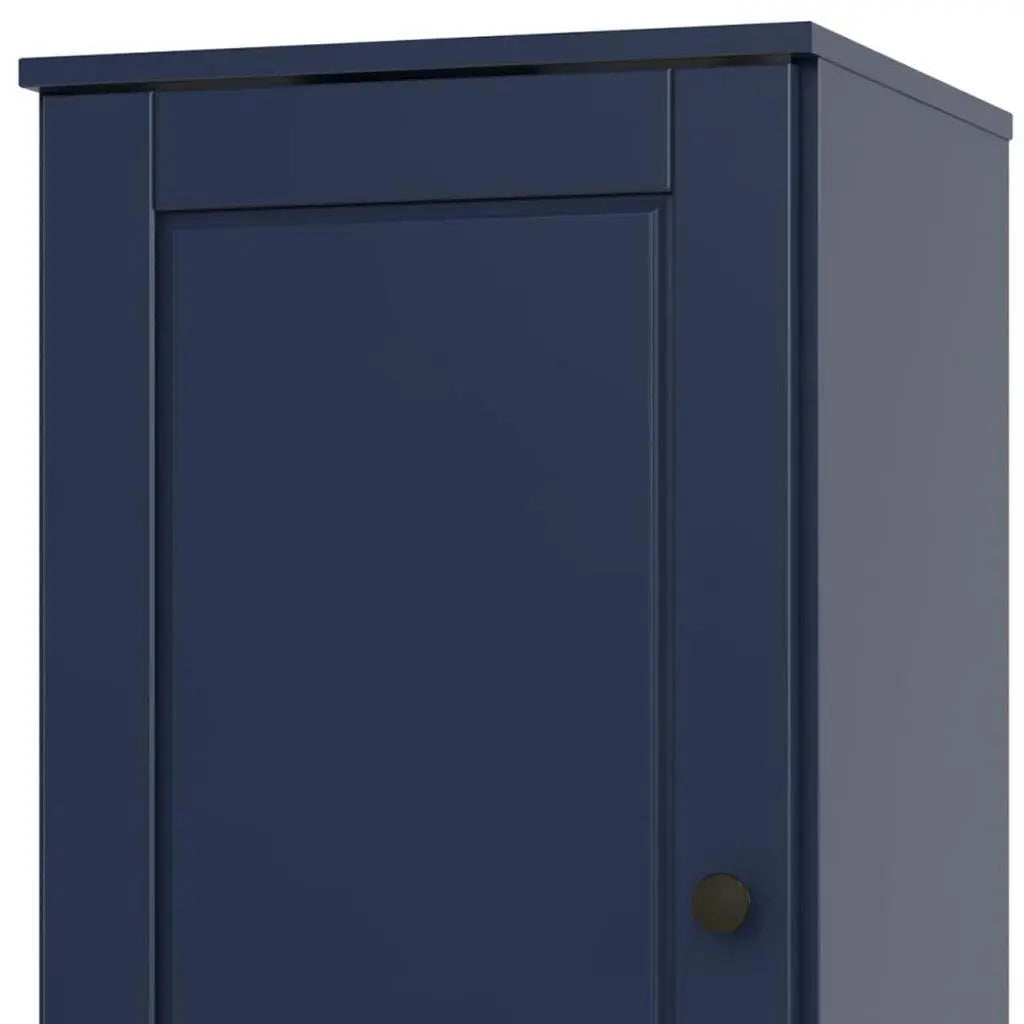 17" Navy Blue Solid Wood Free Standing Single Door Linen Cabinet Homeroots Organization