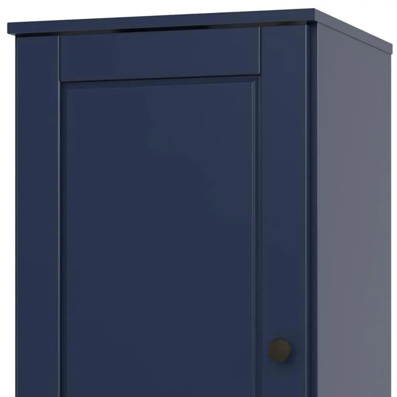 17" Navy Blue Solid Wood Free Standing Single Door Linen Cabinet Homeroots Organization