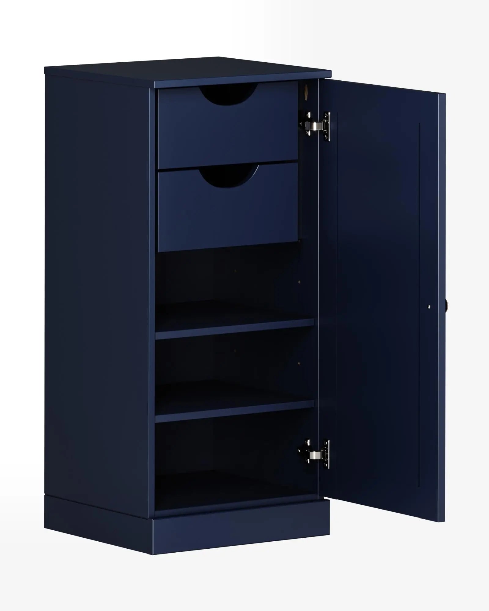 17" Navy Blue Solid Wood Free Standing Single Door Linen Cabinet Homeroots Organization