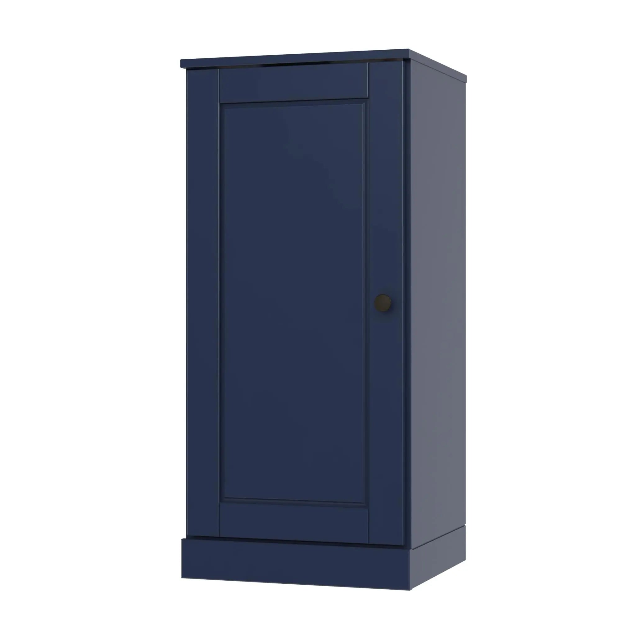 17" Navy Blue Solid Wood Free Standing Single Door Linen Cabinet Homeroots Organization