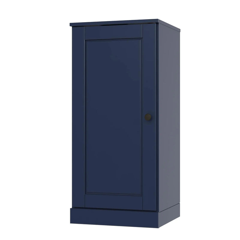 17" Navy Blue Solid Wood Free Standing Single Door Linen Cabinet Homeroots Organization