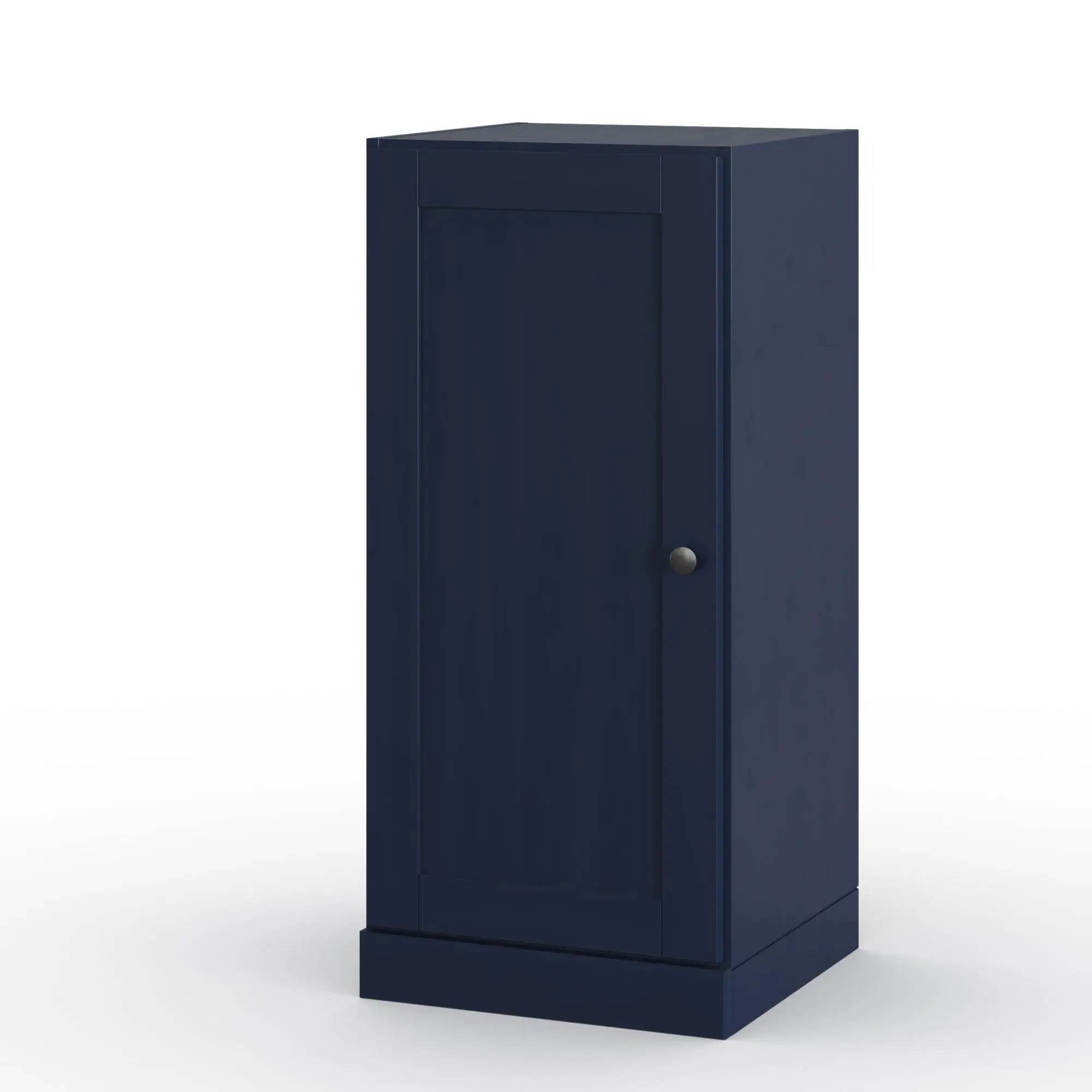 17" Navy Blue Solid Wood Free Standing Single Door Linen Cabinet Homeroots Organization