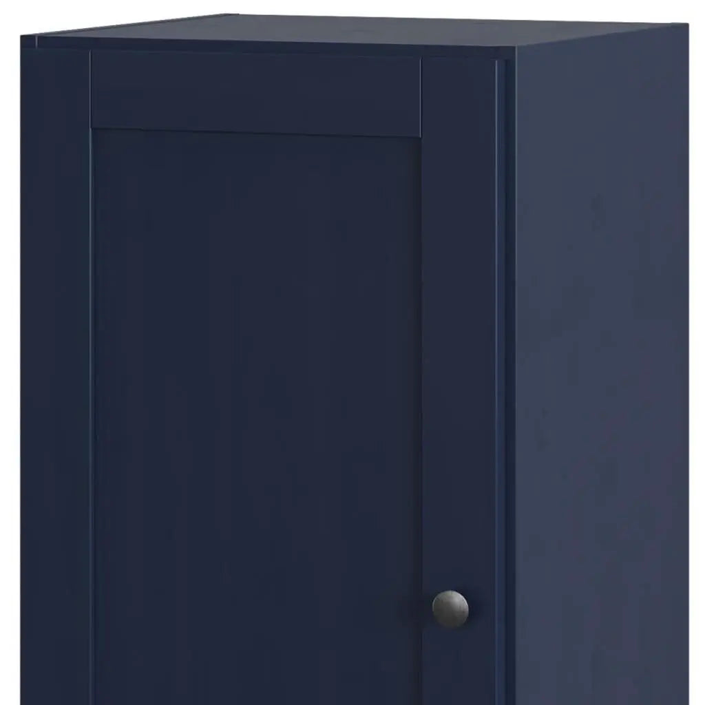17" Navy Blue Solid Wood Free Standing Single Door Linen Cabinet Homeroots Organization
