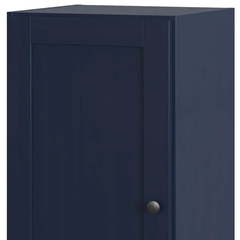 17" Navy Blue Solid Wood Free Standing Single Door Linen Cabinet Homeroots Organization