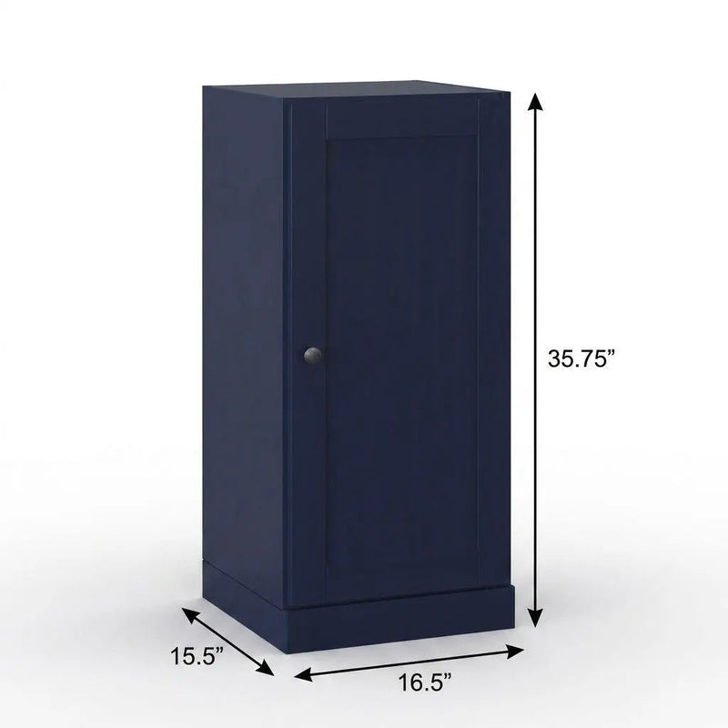 17" Navy Blue Solid Wood Free Standing Single Door Linen Cabinet Homeroots Organization