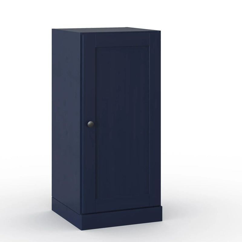 17" Navy Blue Solid Wood Free Standing Single Door Linen Cabinet Homeroots Organization