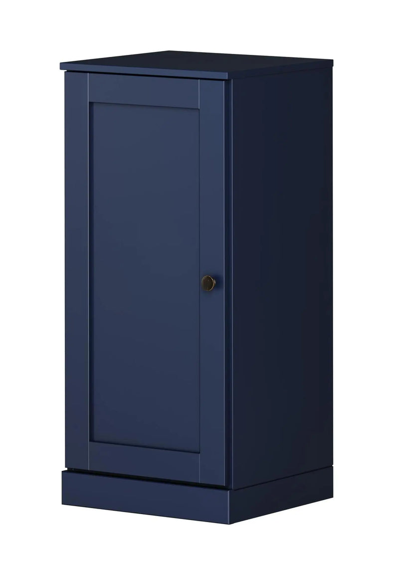 17" Navy Blue Solid Wood Free Standing Single Door Linen Cabinet Homeroots Organization