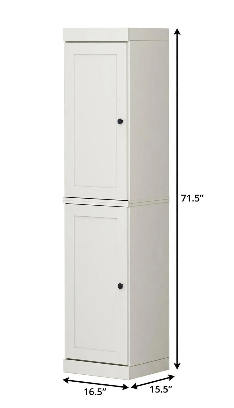 17" Off White Solid Wood Free Standing Double Door Linen Cabinet Homeroots Organization
