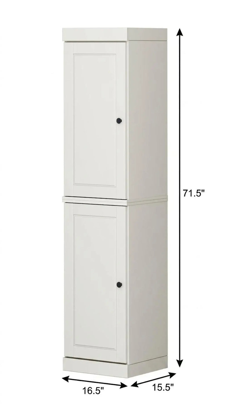 17" Off White Solid Wood Free Standing Double Door Linen Cabinet Homeroots Organization