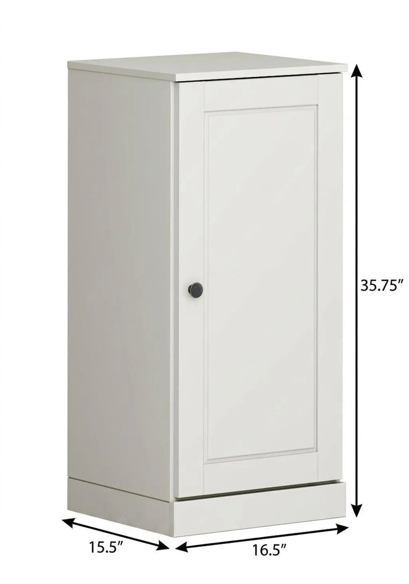 17" Off White Solid Wood Free Standing Single Door Linen Cabinet Homeroots Organization
