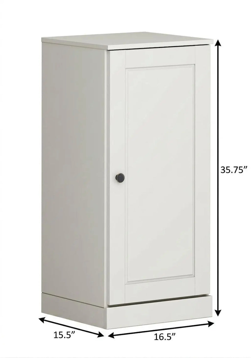 17" Off White Solid Wood Free Standing Single Door Linen Cabinet Homeroots Organization