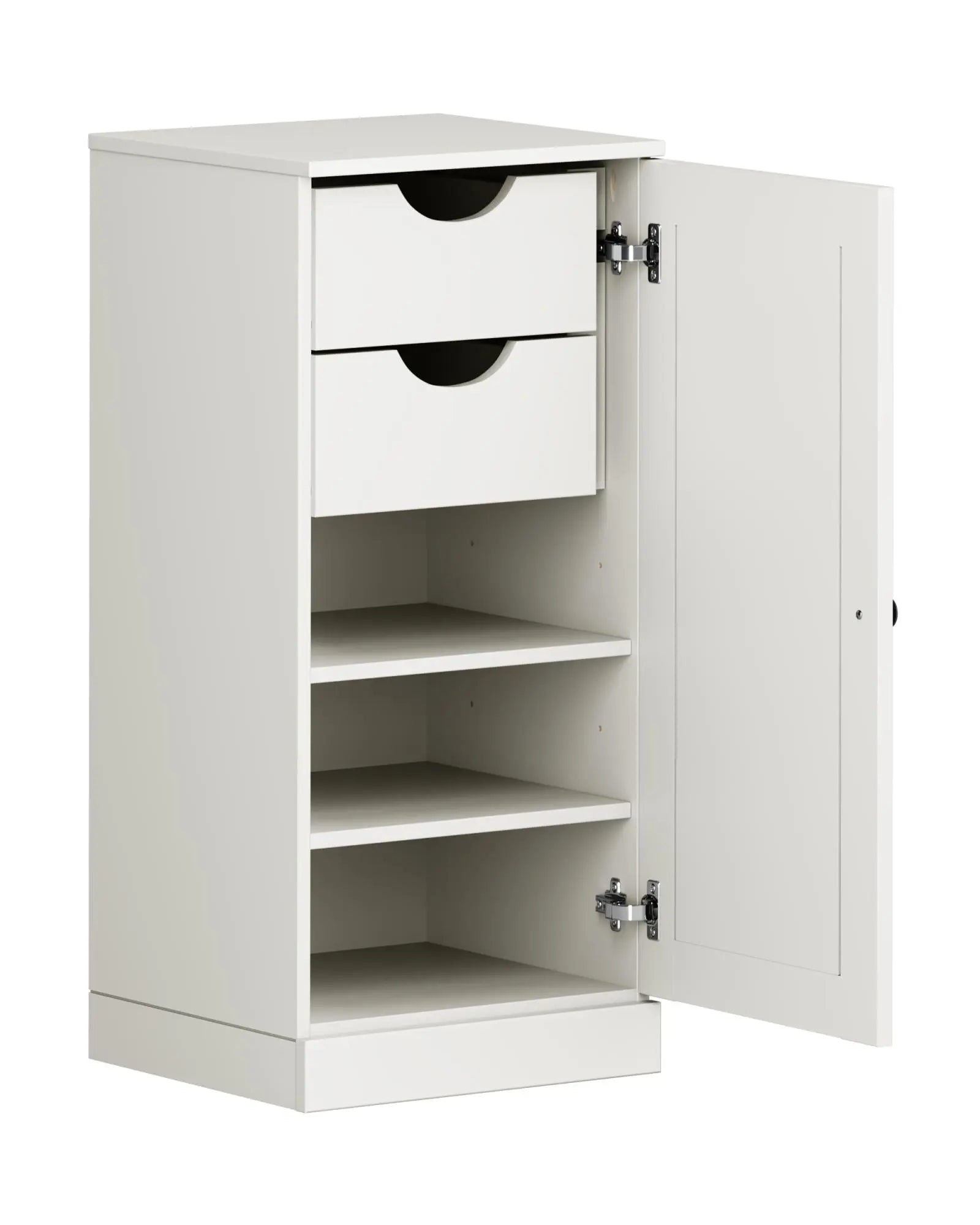 17" Off White Solid Wood Free Standing Single Door Linen Cabinet Homeroots Organization