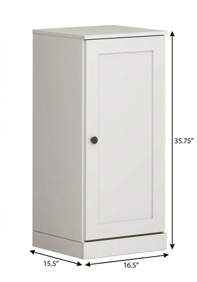 17" Off White Solid Wood Free Standing Single Door Linen Cabinet Homeroots Organization