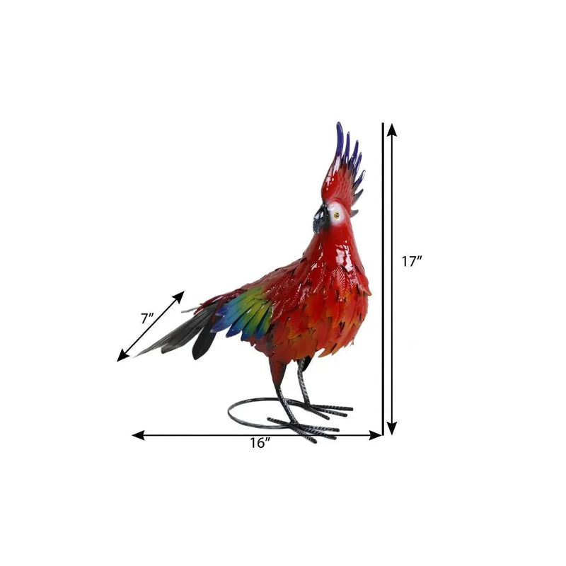 17" Red And Blue Metal Birds Garden Accents Accessories Homeroots Outdoor