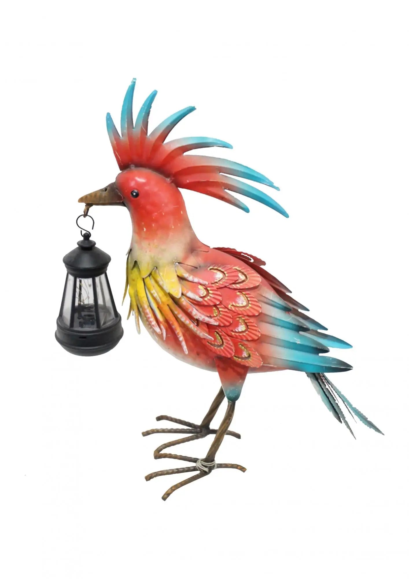 17" Red Blue And Yellow Metal LED lights Birds Garden Accents Accessories Homeroots Outdoor