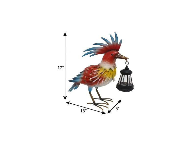 17" Red Blue And Yellow Metal LED lights Birds Garden Accents Accessories Homeroots Outdoor