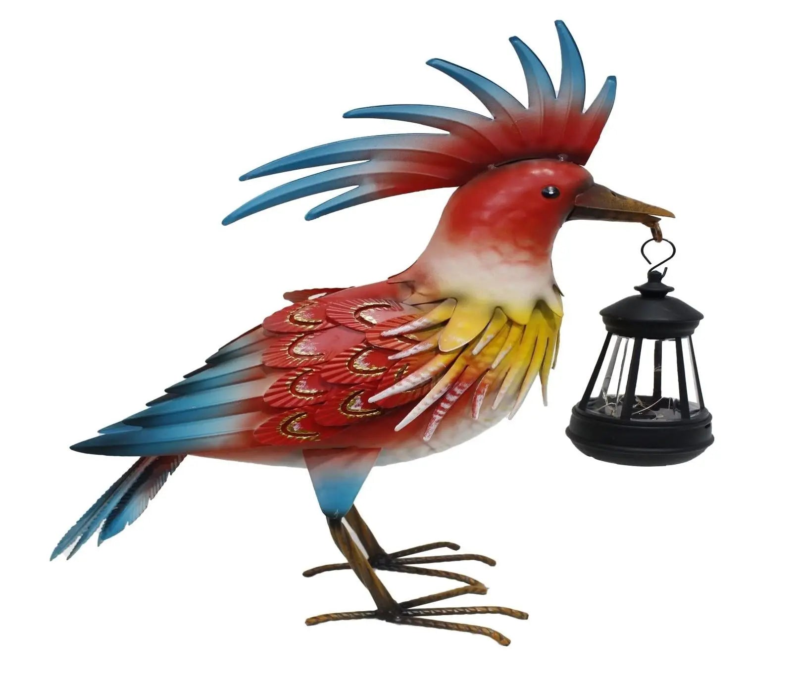 17" Red Blue And Yellow Metal LED lights Birds Garden Accents Accessories Homeroots Outdoor